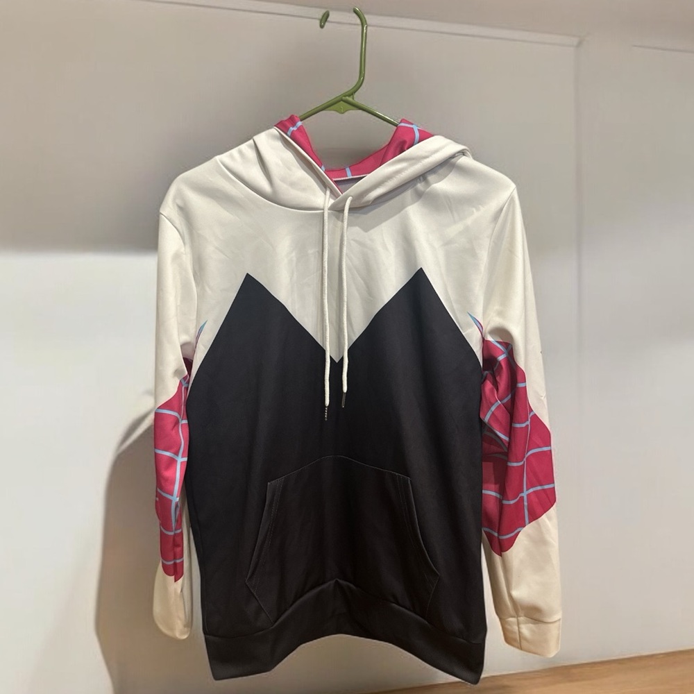 Women’s ghost-Spider-Inspired Colorblock Hoodie size small
